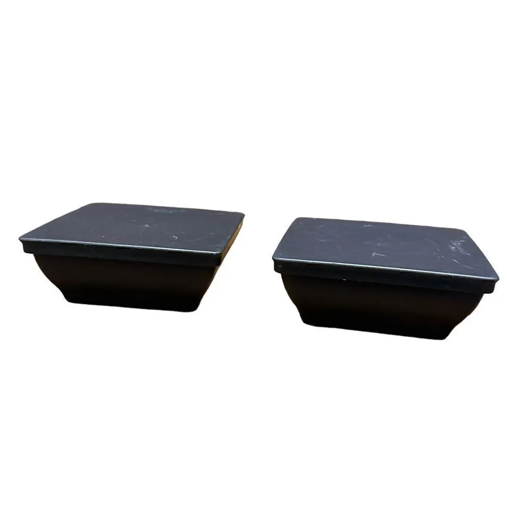 Pair of Tupperware Get together dark grey square containers with lids 200ml each